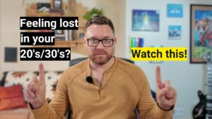 Jeff Turner smiling and pointing in a video thumbnail titled "Feeling lost in your 20s/30s? Watch this!" about things he wishes he knew in his 20s and 30s